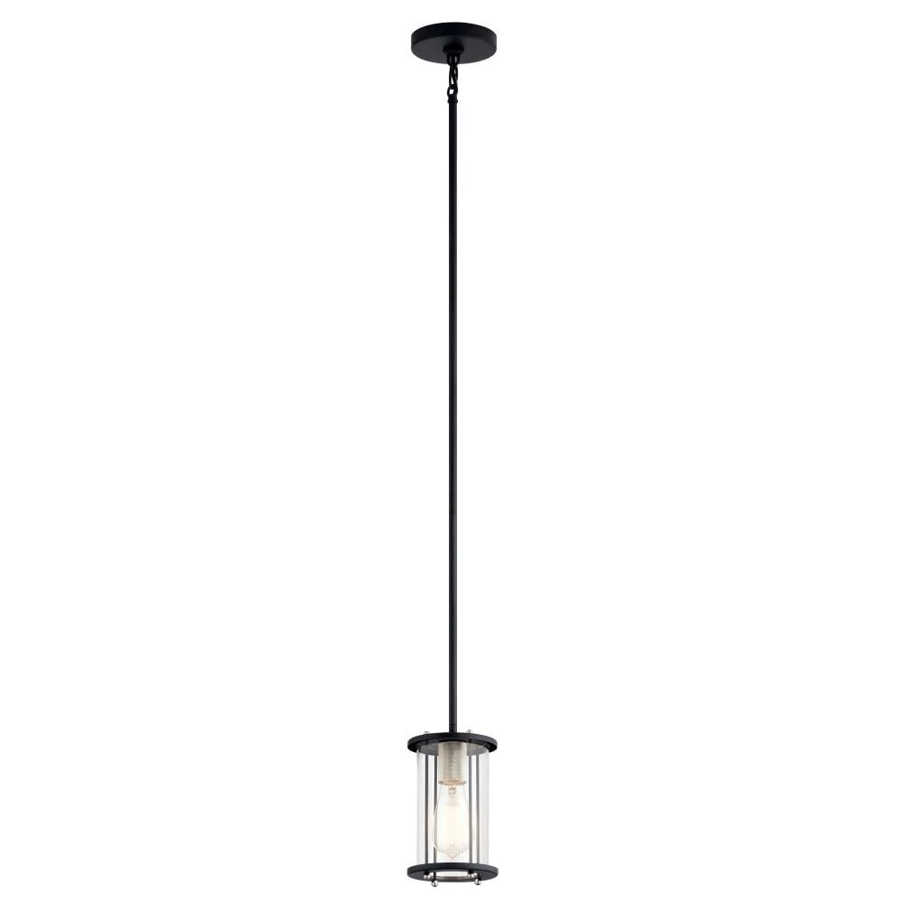 Kichler Pendant Lighting Loman Matte Black and Brushed Nickel Craftsman Clear Glass Cylinder Mini Pendant Light 1 Kichler Pendant Lighting Loman Matte Black and Brushed Nickel Craftsman Clear Glass Cylinder Mini Pendant Light
