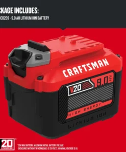 CRAFTSMAN Power Tool Batteries & Chargers V20 20-Volt Max 9 Amp-Hour Lithium Power Tool Battery -Craftsman Store 15317889