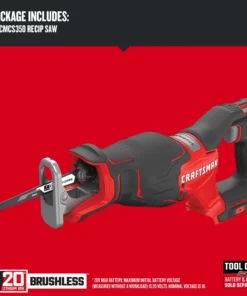CRAFTSMAN Reciprocating Saws V20 20-volt Max Variable Speed Brushless Cordless Reciprocating Saw (Tool Only) -Craftsman Store 15319106