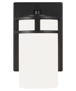 Sea Gull Lighting Wall Sconces Robie 5-in W 1-Light Midnight Black Craftsman Wall Sconce