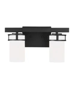Sea Gull Lighting Vanity Lights Robie 2-Light Black Craftsman Vanity Light