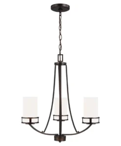 Sea Gull Lighting Chandeliers Robie 3-Light Bronze Craftsman Chandelier