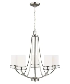 Sea Gull Lighting Chandeliers Robie 5-Light Brushed Nickel Craftsman Chandelier