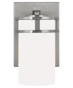 Sea Gull Lighting Wall Sconces Robie 5-in W 1-Light Brushed Nickel Craftsman Wall Sconce