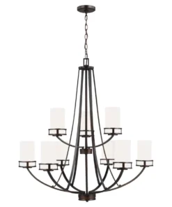 Sea Gull Lighting Chandeliers Robie 9-Light Bronze Craftsman Chandelier