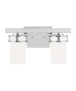 Sea Gull Lighting Vanity Lights Robie 2-Light Chrome Craftsman Vanity Light