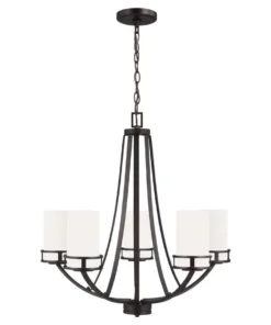 Sea Gull Lighting Chandeliers Robie 5-Light Bronze Craftsman Chandelier