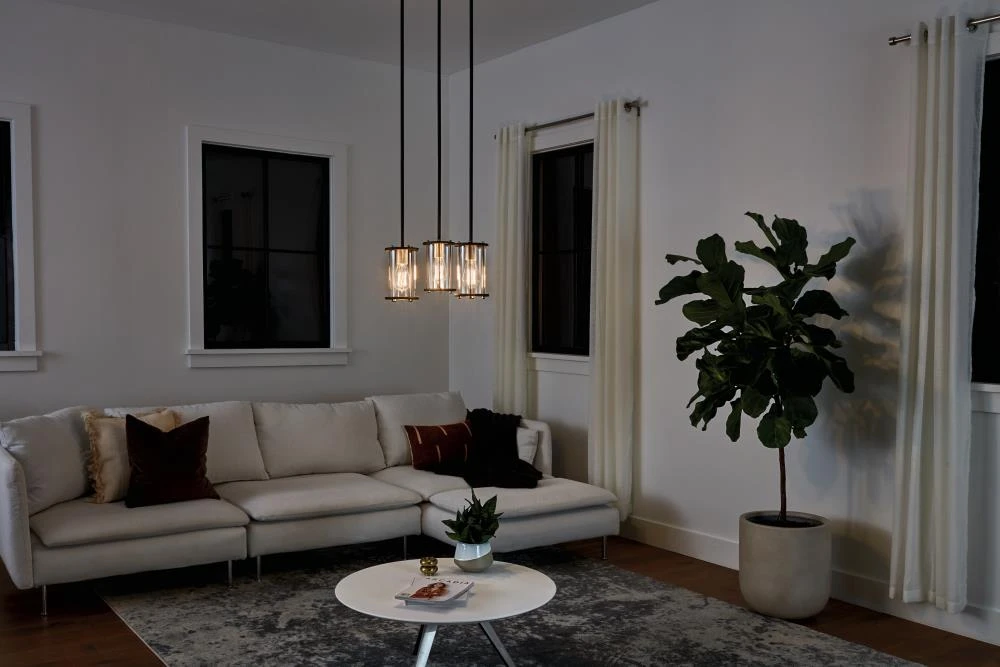 Kichler Pendant Lighting Loman Matte Black and Brushed Nickel Craftsman Clear Glass Cylinder Mini Pendant Light 8 Kichler Pendant Lighting Loman Matte Black and Brushed Nickel Craftsman Clear Glass Cylinder Mini Pendant Light - Image 8