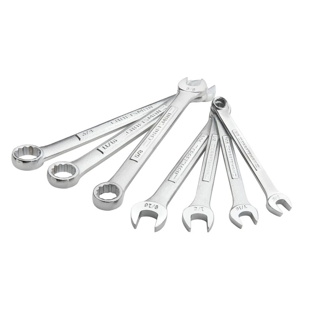 CRAFTSMAN Combination Wrenches & Sets 7-Piece Set 12-point Standard (SAE) Standard Combination Wrench Set 1 CRAFTSMAN Combination Wrenches & Sets 7-Piece Set 12-point Standard (SAE) Standard Combination Wrench Set