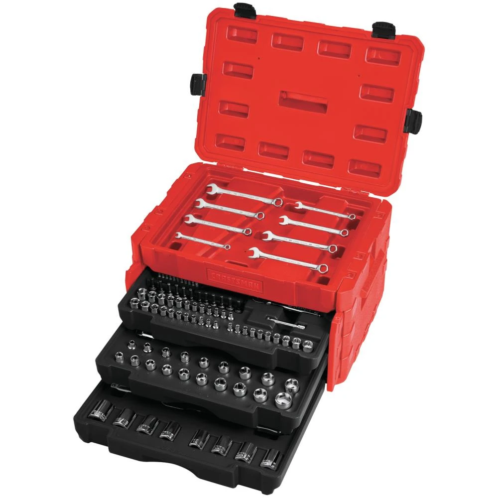 CRAFTSMAN Mechanics Tool Sets 232-Piece Standard (SAE) and Metric Combination Polished Chrome Mechanics Tool Set (1/4-in; 3/8-in) 1 CRAFTSMAN Mechanics Tool Sets 232-Piece Standard (SAE) and Metric Combination Polished Chrome Mechanics Tool Set (1/4-in; 3/8-in)