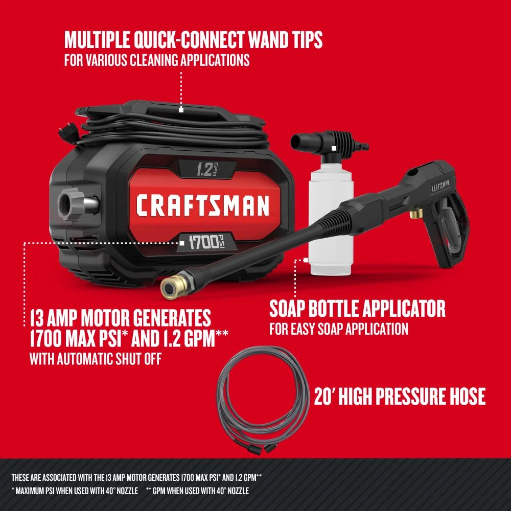 CRAFTSMAN Electric Pressure Washers 1700-PSI 1.2-GPM Cold Water Electric Pressure Washer 4 CRAFTSMAN Electric Pressure Washers 1700-PSI 1.2-GPM Cold Water Electric Pressure Washer - Image 4