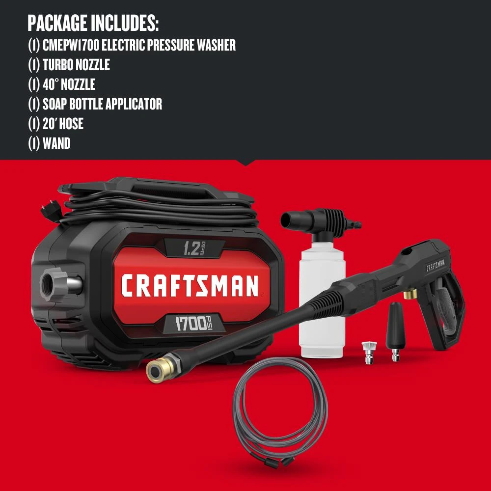 CRAFTSMAN Electric Pressure Washers 1700-PSI 1.2-GPM Cold Water Electric Pressure Washer 5 CRAFTSMAN Electric Pressure Washers 1700-PSI 1.2-GPM Cold Water Electric Pressure Washer - Image 5