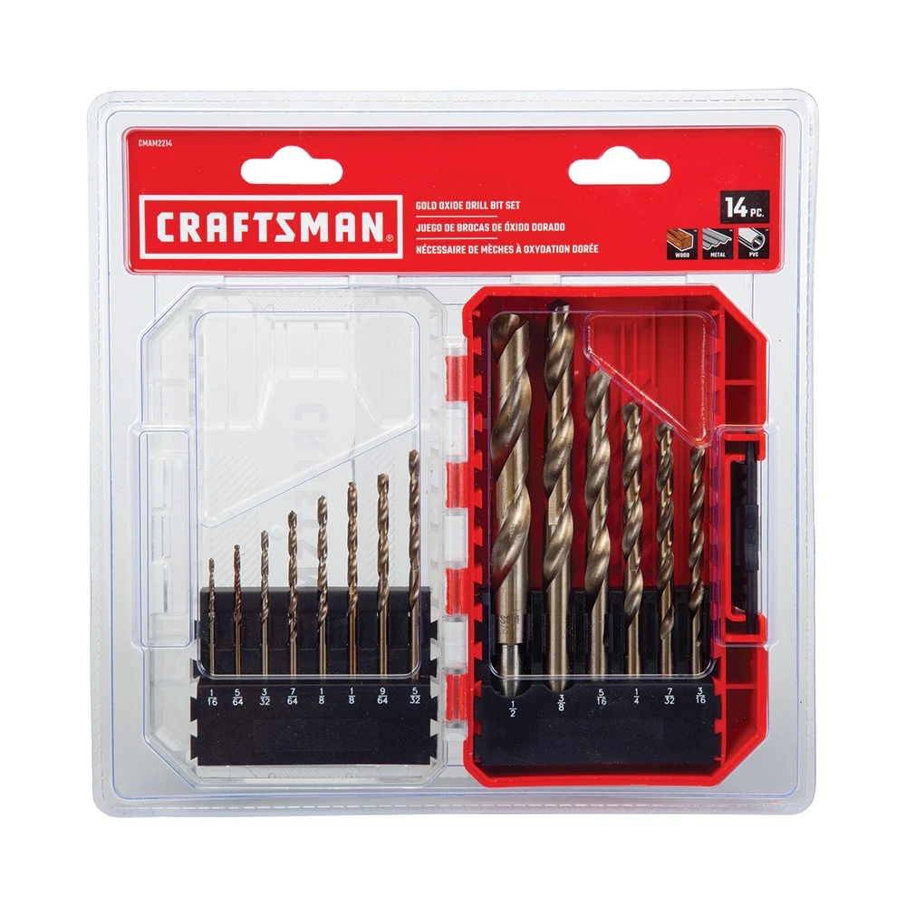 CRAFTSMAN Twist Drill Bits 14-Piece Assorted x Set Gold Ferrous Coated Hss Twist Drill Bit Set 9 CRAFTSMAN Twist Drill Bits 14-Piece Assorted x Set Gold Ferrous Coated Hss Twist Drill Bit Set - Image 9