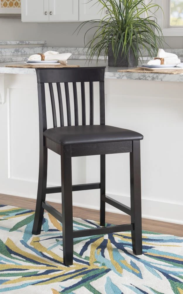 Linon Bar Stools Torino Craftsman Counter Stool Black Counter height (22-in to 26-in) Upholstered Bar Stool 6 Linon Bar Stools Torino Craftsman Counter Stool Black Counter height (22-in to 26-in) Upholstered Bar Stool - Image 6