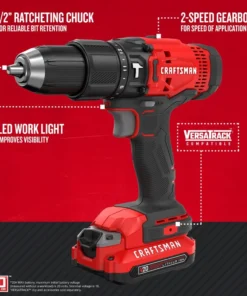 CRAFTSMAN Hammer Drills V20 1/2-in 20-volt Max Variable Speed Cordless Hammer Drill (2-Batteries Included) -Craftsman Store 18114526
