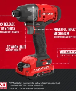 CRAFTSMAN Impact Drivers V20 20-volt Max Variable Speed Cordless Impact Driver (2-Batteries Included) 14 CRAFTSMAN Impact Drivers V20 20-volt Max Variable Speed Cordless Impact Driver (2-Batteries Included) -Craftsman Store 18115113