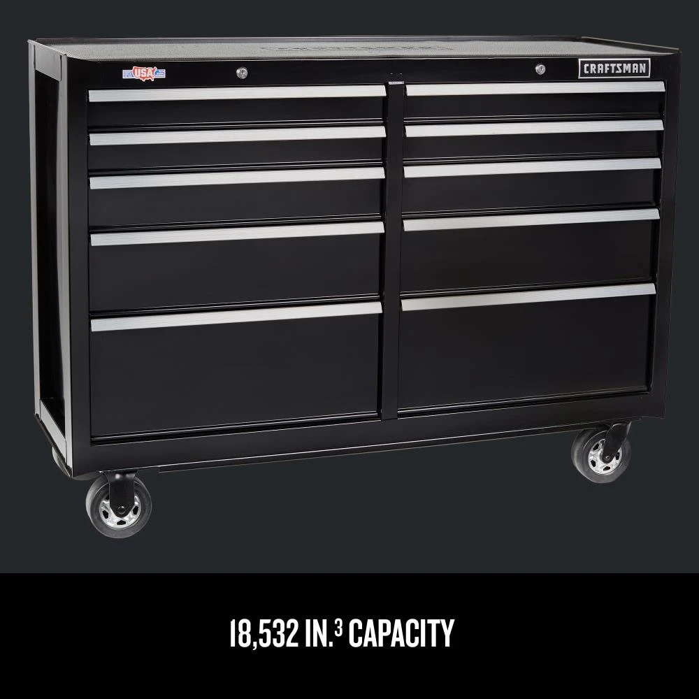 CRAFTSMAN Bottom Tool Cabinets 2000 Series 52-in W x 37.5-in H 10-Drawer Steel Rolling Tool Cabinet (Black) 3 CRAFTSMAN Bottom Tool Cabinets 2000 Series 52-in W x 37.5-in H 10-Drawer Steel Rolling Tool Cabinet (Black) - Image 3