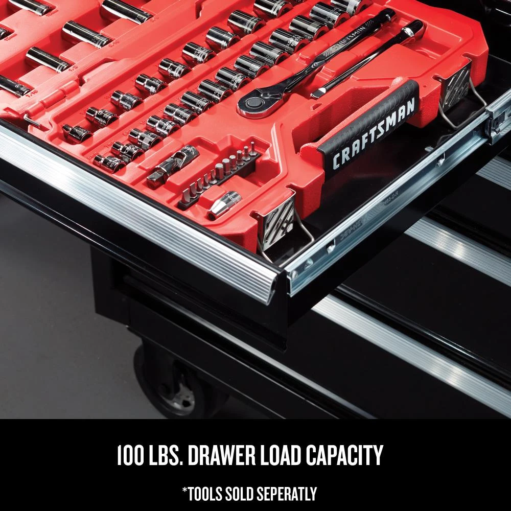 CRAFTSMAN Bottom Tool Cabinets 2000 Series 52-in W x 37.5-in H 10-Drawer Steel Rolling Tool Cabinet (Black) 4 CRAFTSMAN Bottom Tool Cabinets 2000 Series 52-in W x 37.5-in H 10-Drawer Steel Rolling Tool Cabinet (Black) - Image 4