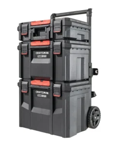 CRAFTSMAN Portable Tool Boxes TradeStack System Tower 22-in Black Plastic Wheels Lockable Tool Box
