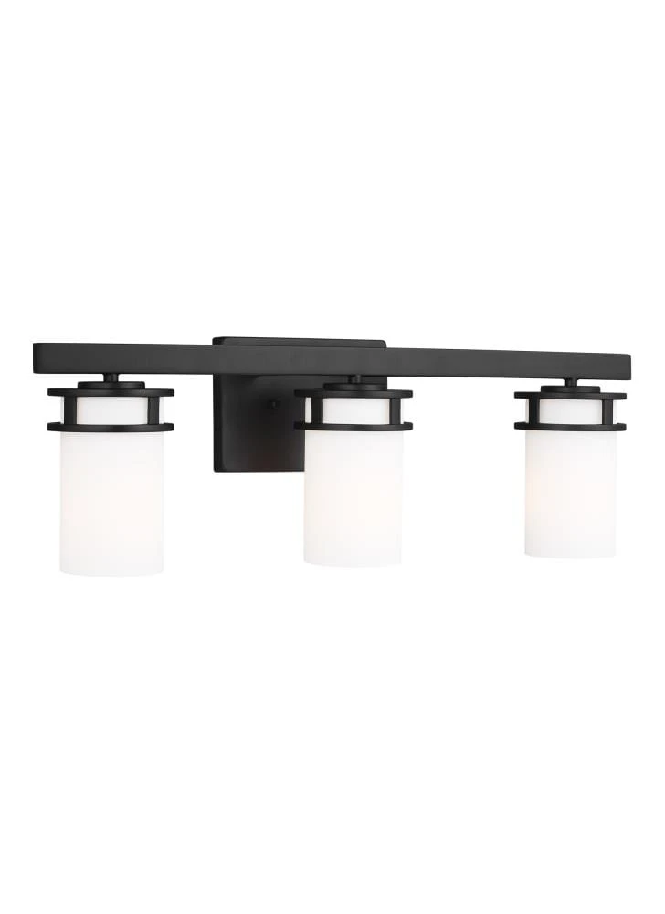 Sea Gull Lighting Vanity Lights Robie 3-Light Black Craftsman Vanity Light 2 Sea Gull Lighting Vanity Lights Robie 3-Light Black Craftsman Vanity Light - Image 2