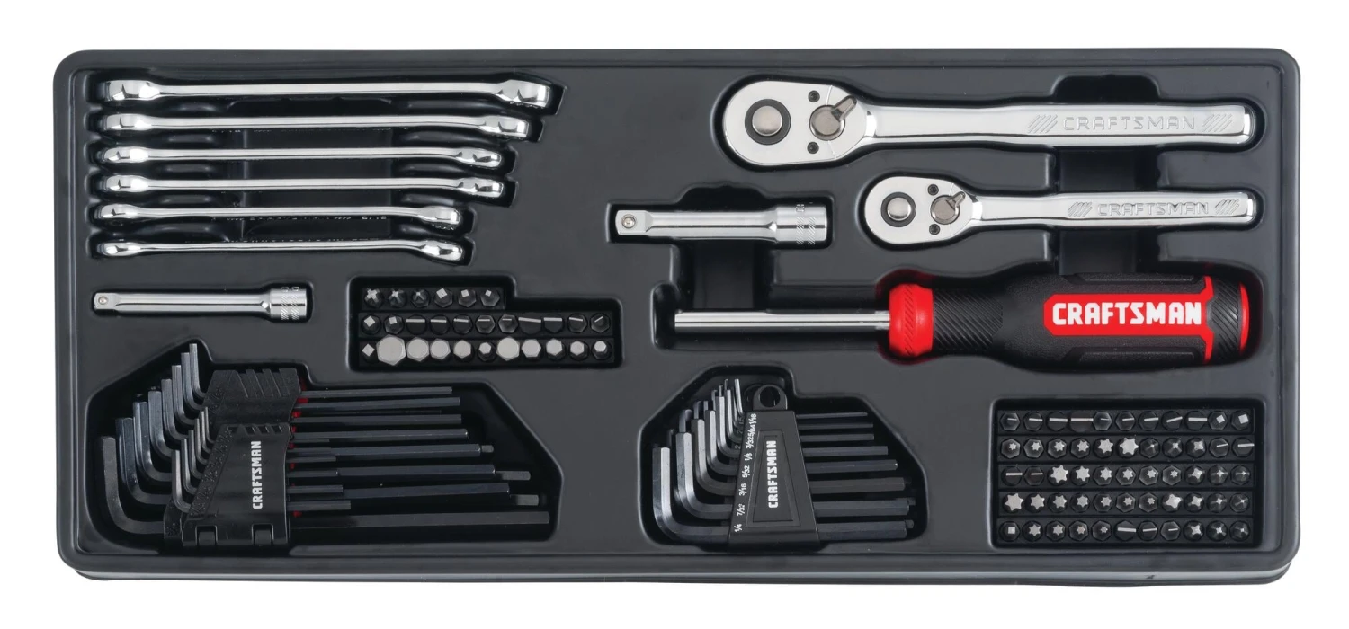 CRAFTSMAN Mechanics Tool Sets 224-Piece Standard (SAE) and Metric Combination Polished Chrome Mechanics Tool Set (1/4-in; 3/8-in) 5 CRAFTSMAN Mechanics Tool Sets 224-Piece Standard (SAE) and Metric Combination Polished Chrome Mechanics Tool Set (1/4-in; 3/8-in) - Image 5