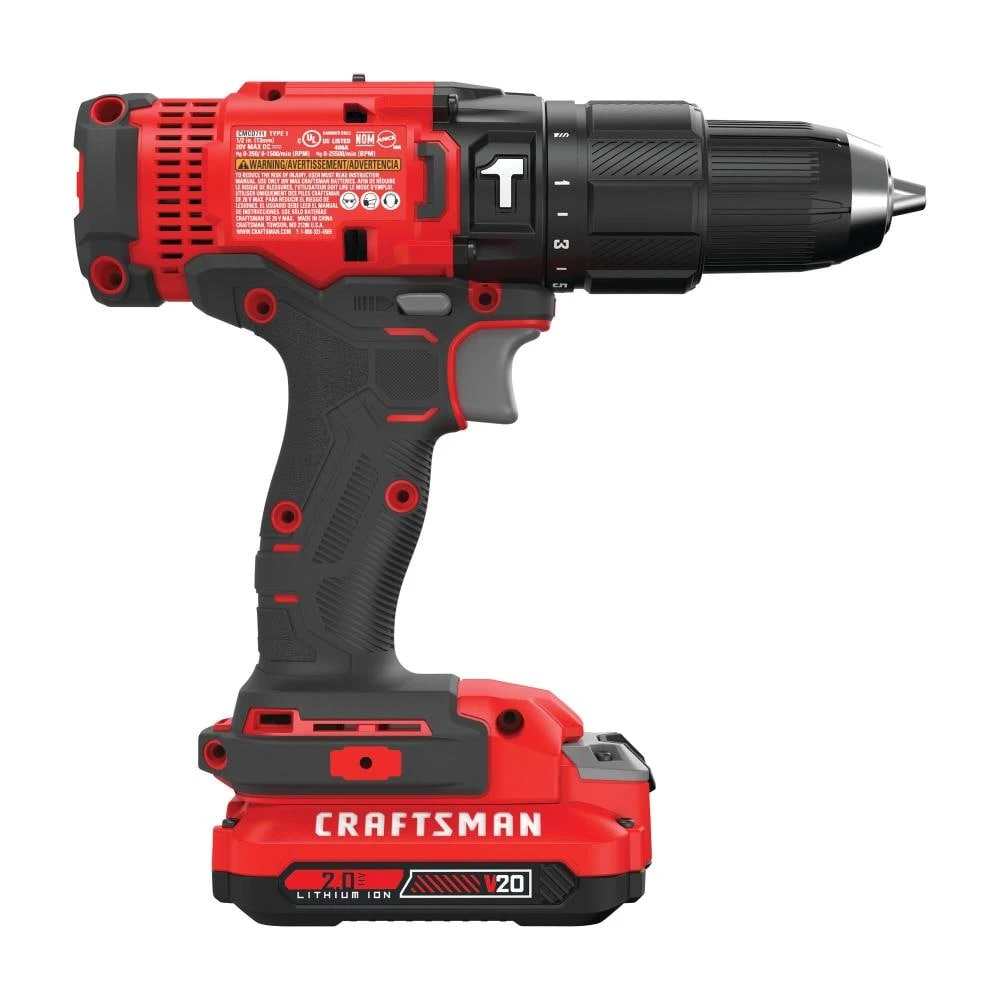 CRAFTSMAN Hammer Drills V20 1/2-in 20-Volt Max Variable Speed Cordless Hammer Drill (1-Battery Included) 4 CRAFTSMAN Hammer Drills V20 1/2-in 20-Volt Max Variable Speed Cordless Hammer Drill (1-Battery Included) - Image 4