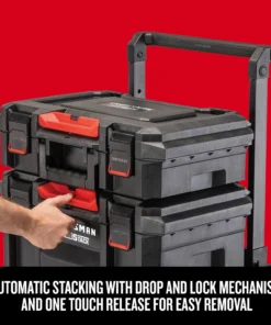 CRAFTSMAN Portable Tool Boxes TradeStack System Tower 22-in Black Plastic Wheels Lockable Tool Box -Craftsman Store 43569037