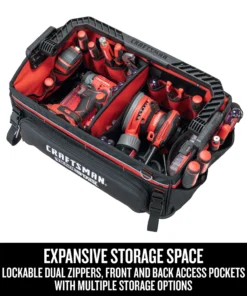 CRAFTSMAN Tool Bags TRADESTACK System Black/Red Polyester 22.375-in Zippered Tool Tote -Craftsman Store 44392089