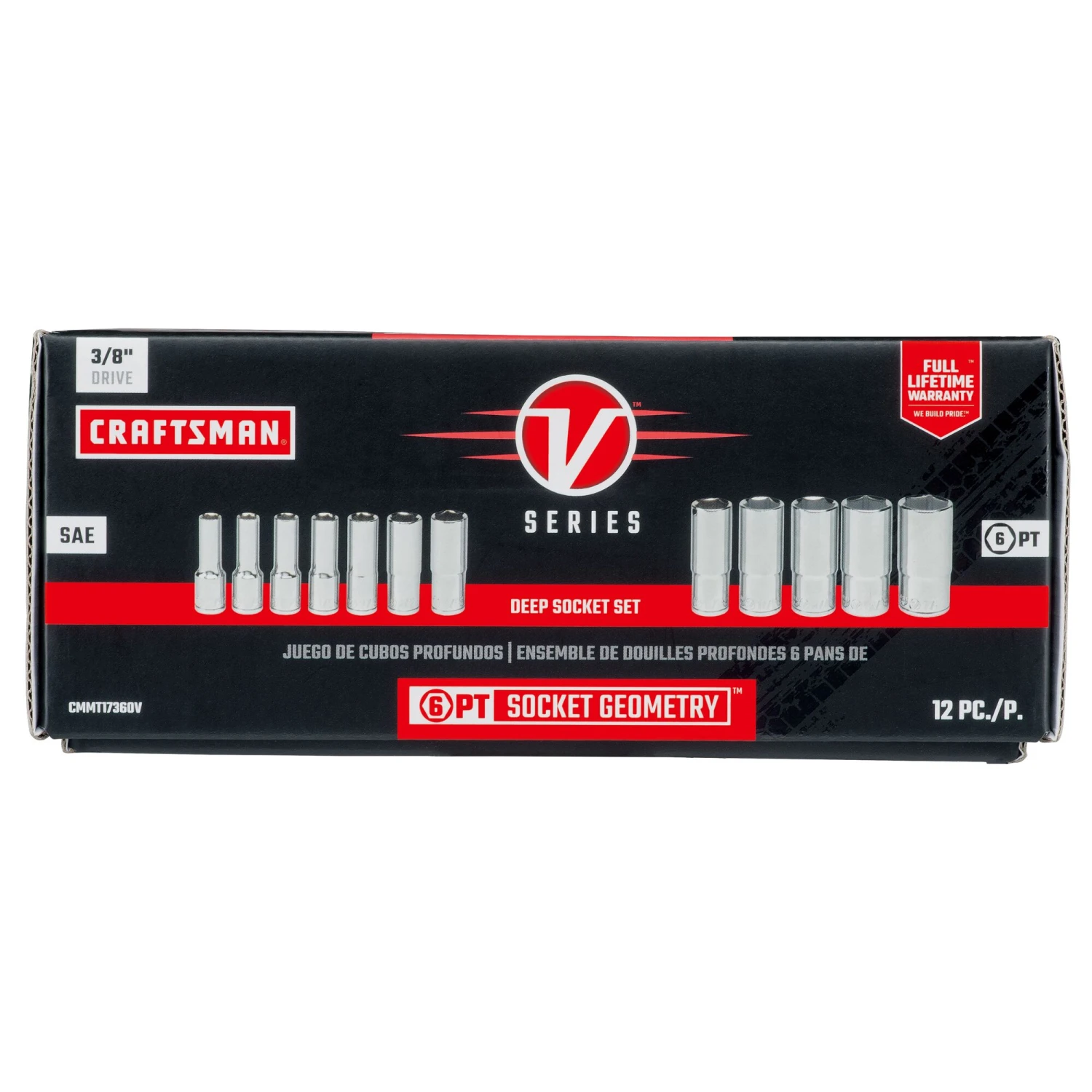 CRAFTSMAN Sockets & Socket Sets V-Series 12-Piece Standard (SAE) 3/8-in Drive 6-point Set Deep Socket Set 8 CRAFTSMAN Sockets & Socket Sets V-Series 12-Piece Standard (SAE) 3/8-in Drive 6-point Set Deep Socket Set - Image 8