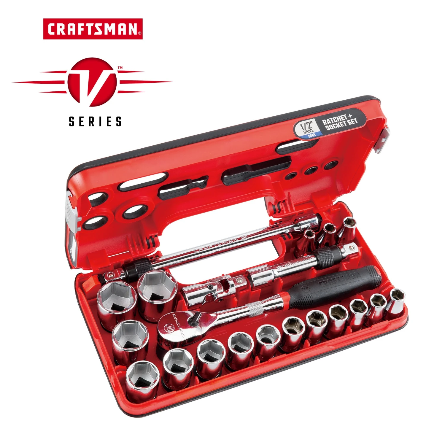 CRAFTSMAN Sockets & Socket Sets V-Series 21-Piece Metric 1/2-in Drive 6-point Set Shallow Socket Set 1 CRAFTSMAN Sockets & Socket Sets V-Series 21-Piece Metric 1/2-in Drive 6-point Set Shallow Socket Set