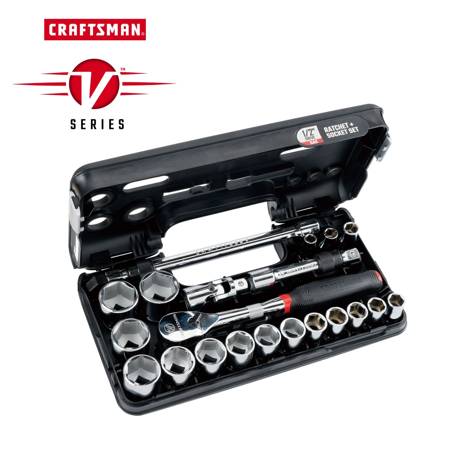 CRAFTSMAN Sockets & Socket Sets V-Series 21-Piece Standard (SAE) 1/2-in Drive 6-point Set Shallow Socket Set 1 CRAFTSMAN Sockets & Socket Sets V-Series 21-Piece Standard (SAE) 1/2-in Drive 6-point Set Shallow Socket Set