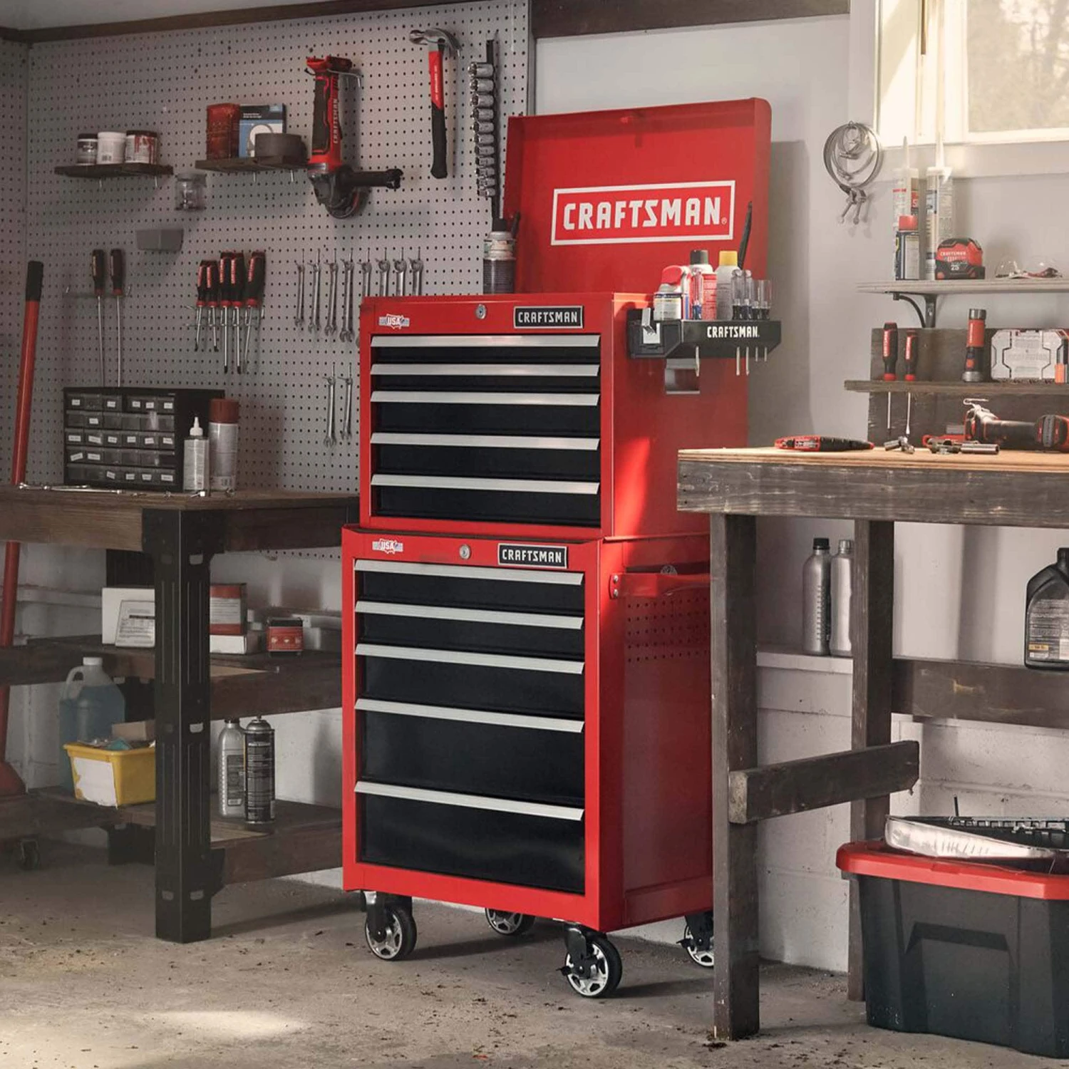 CRAFTSMAN Bottom Tool Cabinets 2000 Series 26.5-in W x 34-in H 5-Drawer Steel Rolling Tool Cabinet (Red) 8 CRAFTSMAN Bottom Tool Cabinets 2000 Series 26.5-in W x 34-in H 5-Drawer Steel Rolling Tool Cabinet (Red) - Image 8